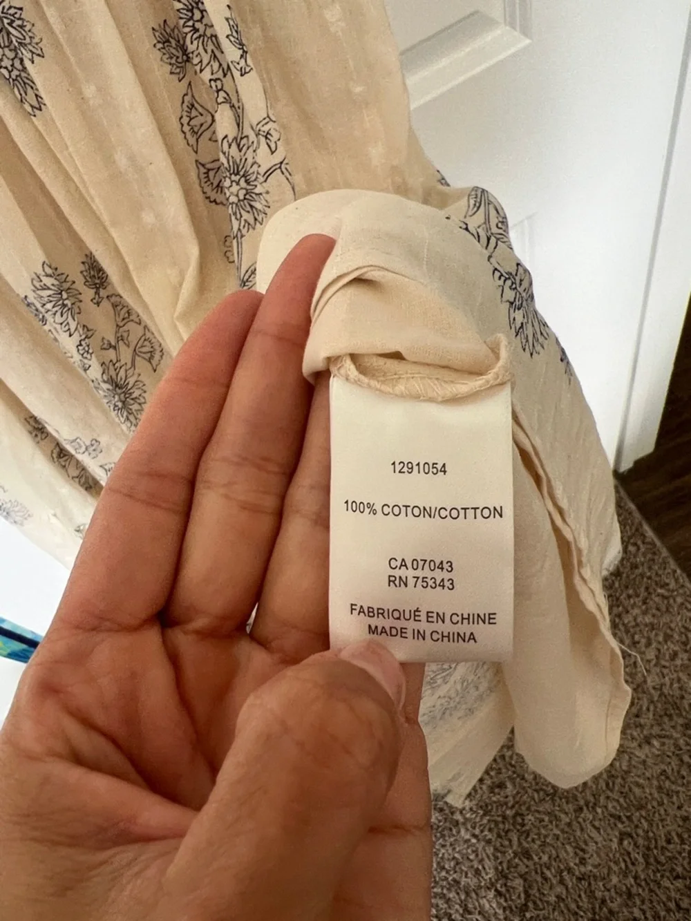 Lucky Brand Cream Maxi Dress with blue Print - Picture 4 of 5